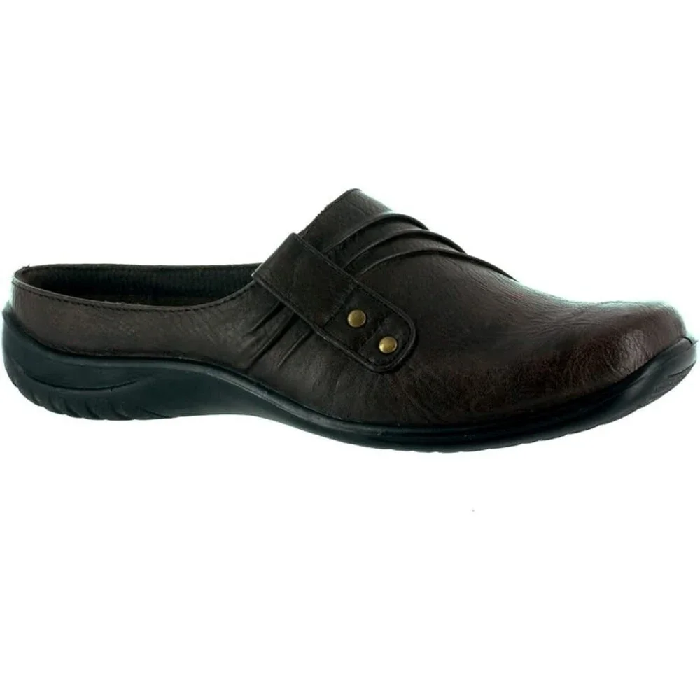Easy Street Holly Clog Womens US 11 Brown Leather Square Toe Comfort Shoes PQ685